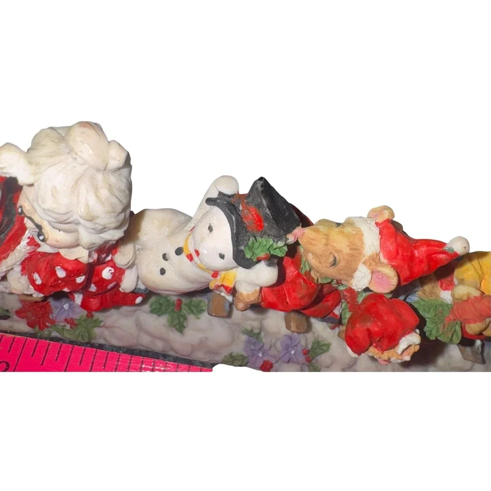 Fine Polyresin Mr. & Mrs Santa Claus Riding Bike -Vintage Christmas Table Decor